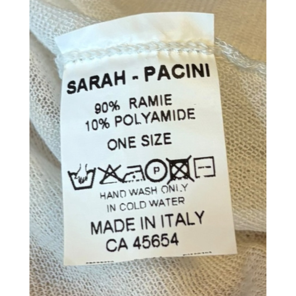 Sarah Pacini Sheer Ramie Knit Sweater, OS, Ivory Italy High Low Layered Gauze - Picture 15 of 15